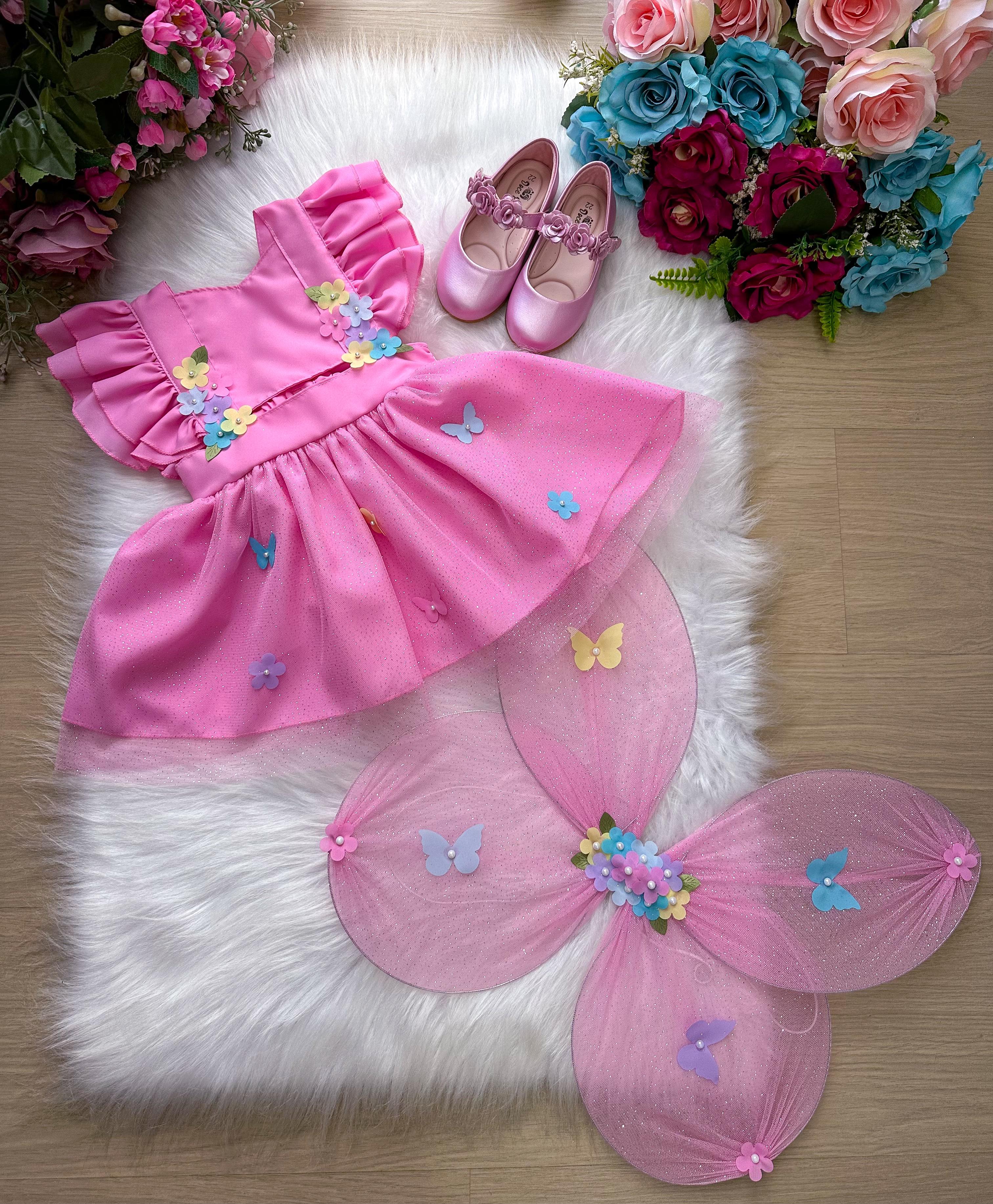 Romper/Vestido Princesa Belli Jardim Encantado Rosa (RMPERVESTJRDENCROSA)