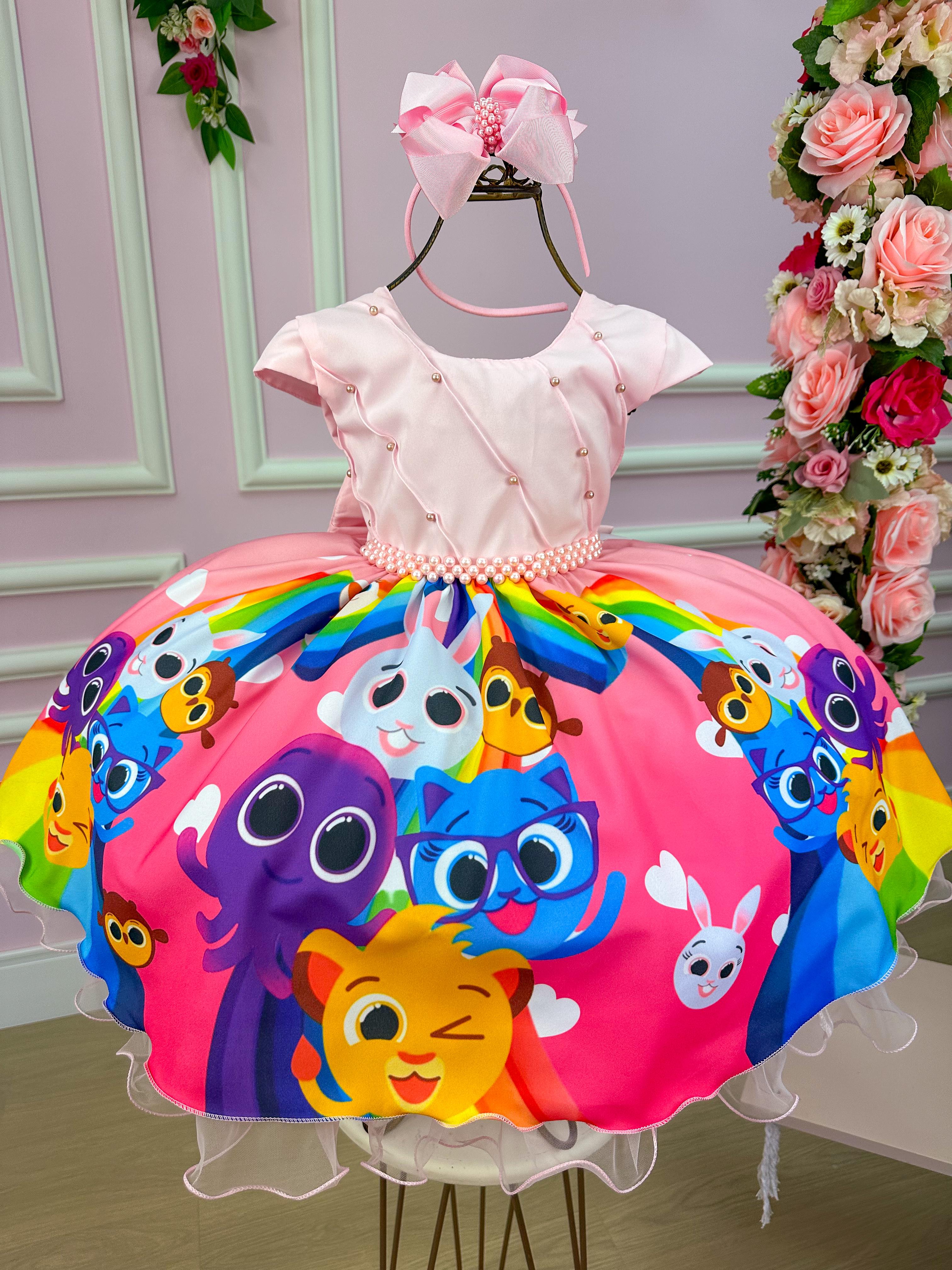 Vestido Infantil Temáticos da Gigi Bolofofos - Bolo Fofos Rosa (VESTINFTMCGGBLFFRS)