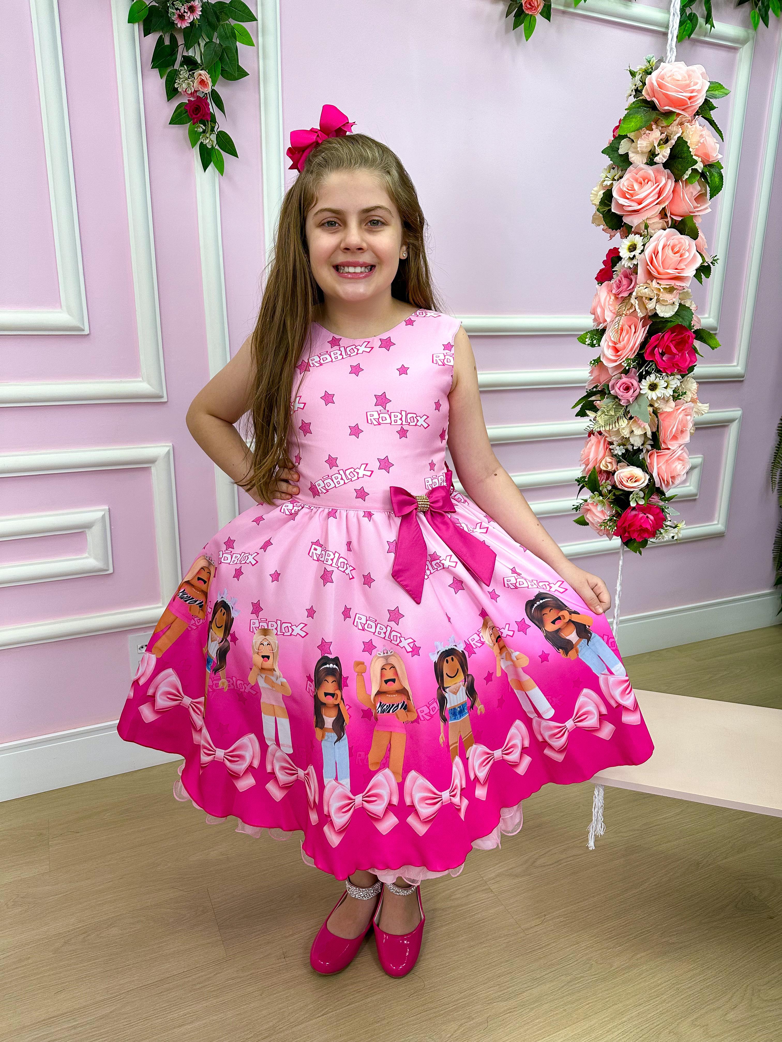 Vestido Infantil Temáticos Luxo Roblox Rosa (VESTTMLXORBLOX)