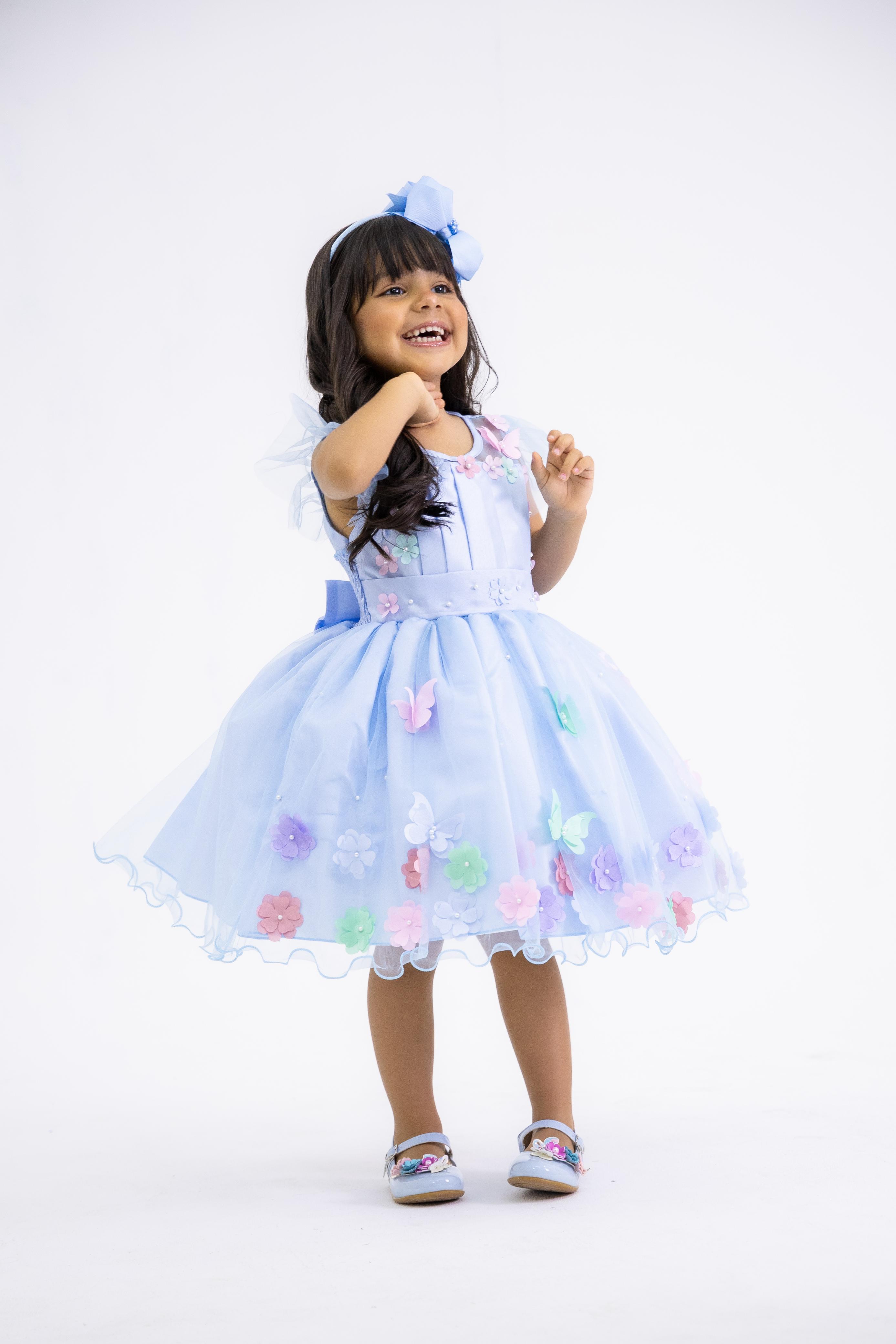Vestido Marie Jardim Encantado Isis Luxinho Azul (VESTMRIAZLBBLNHOISIS)