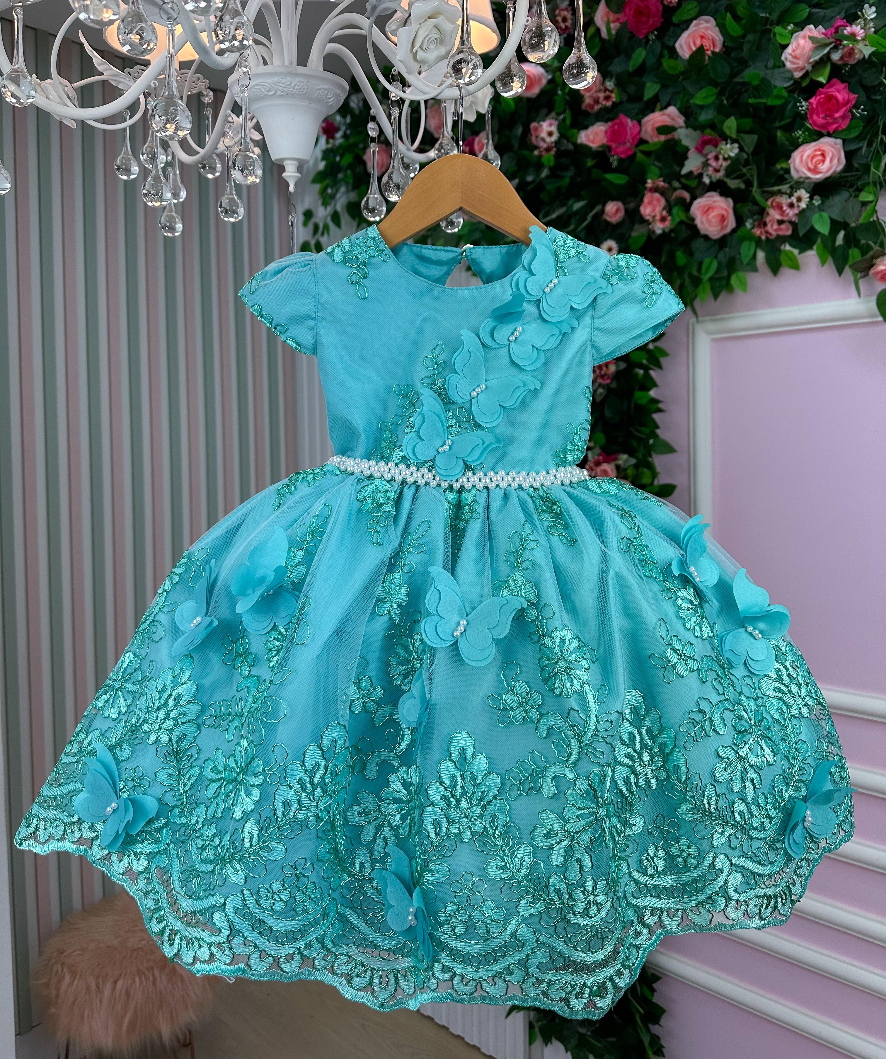 Vestido Marie Jardim Encantado Luxo Verde Tiffany (VESTMRJDENCTVRDT)