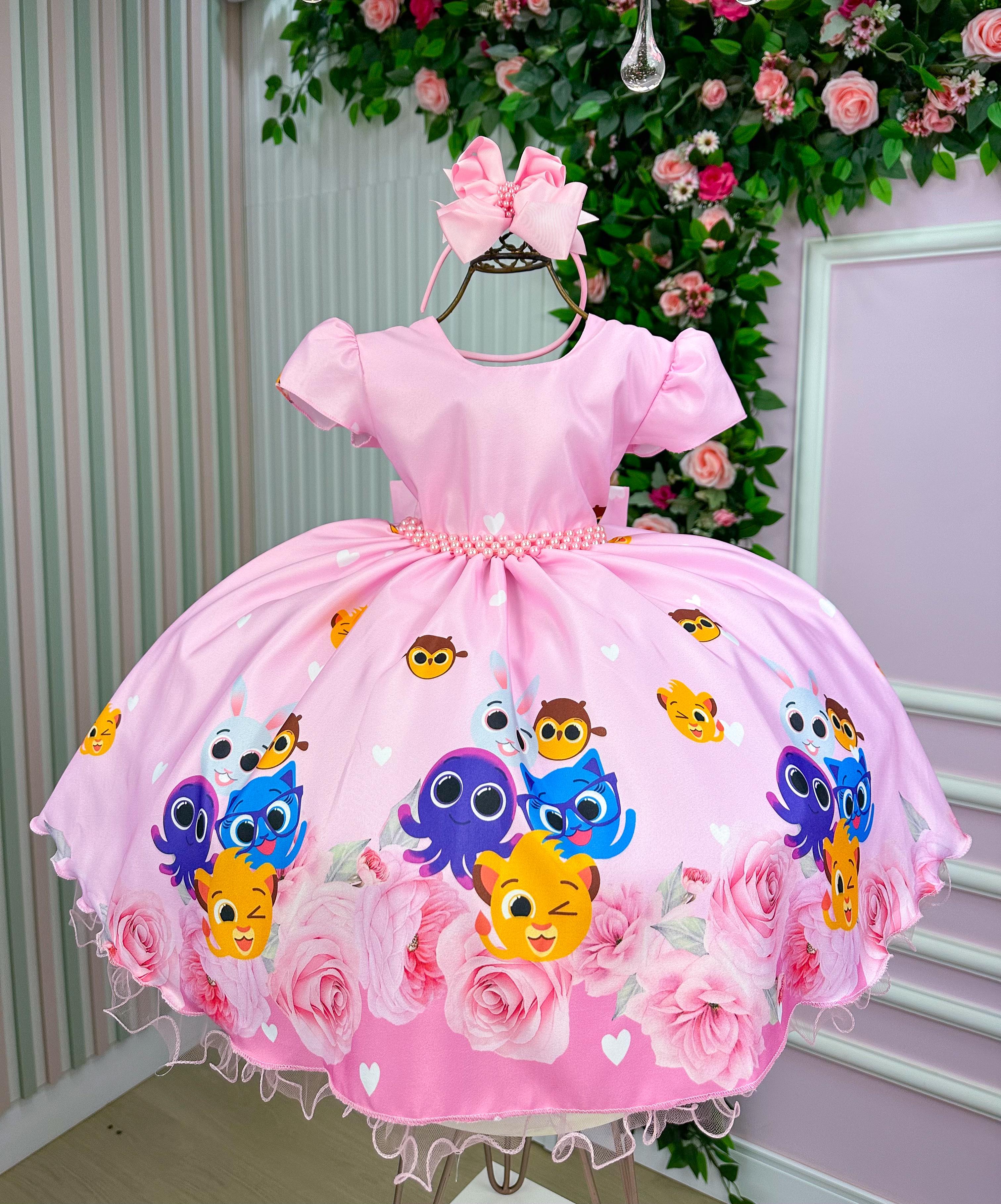 Vestido Tematicos Ysa Kids Bolofofos - Bolo Fofos Rosa (VESTYSAKIDSBLFOS)