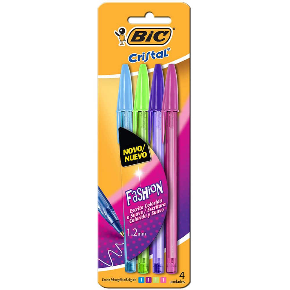 Canetas Fashion Cristal 1.2 - Com 4 Cores - Bic (070330152168)