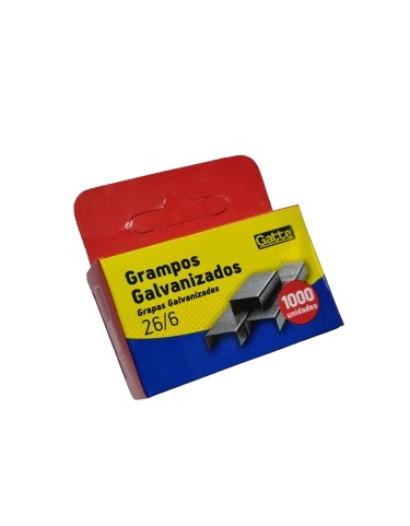 Grampo 26/6 Galvanizado Caixa C/ Mil Grampos - Gatte (7897771110907)