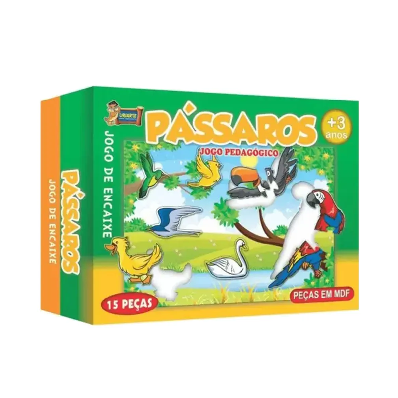 Jogo de Encaixe - Pássaros - MDF - 15 Peças - Uriarte (7908114401474)
