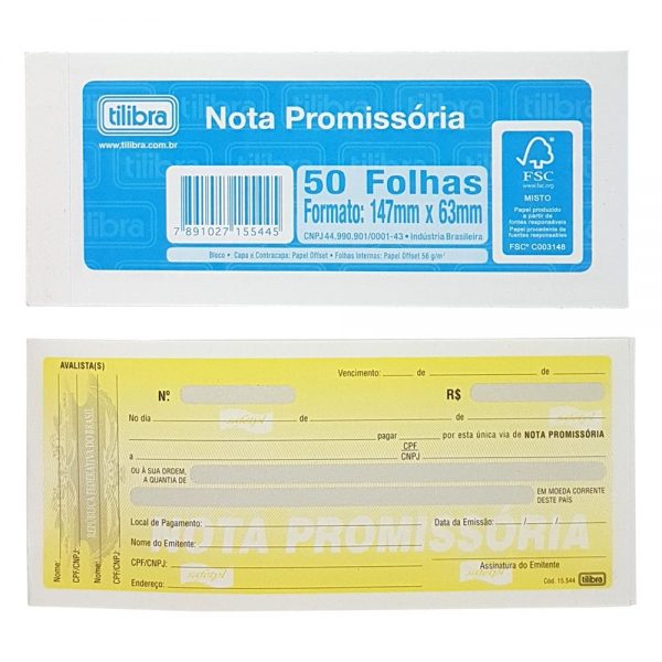 Nota Promissória Grande - 50 Fls - Tilibra (7891027151355)