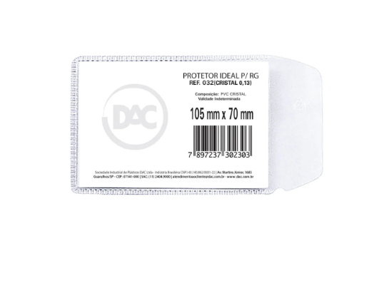 Protetor Plástico - RG 105x70mm - Com 100 Und - DAC FA (7897237310322)