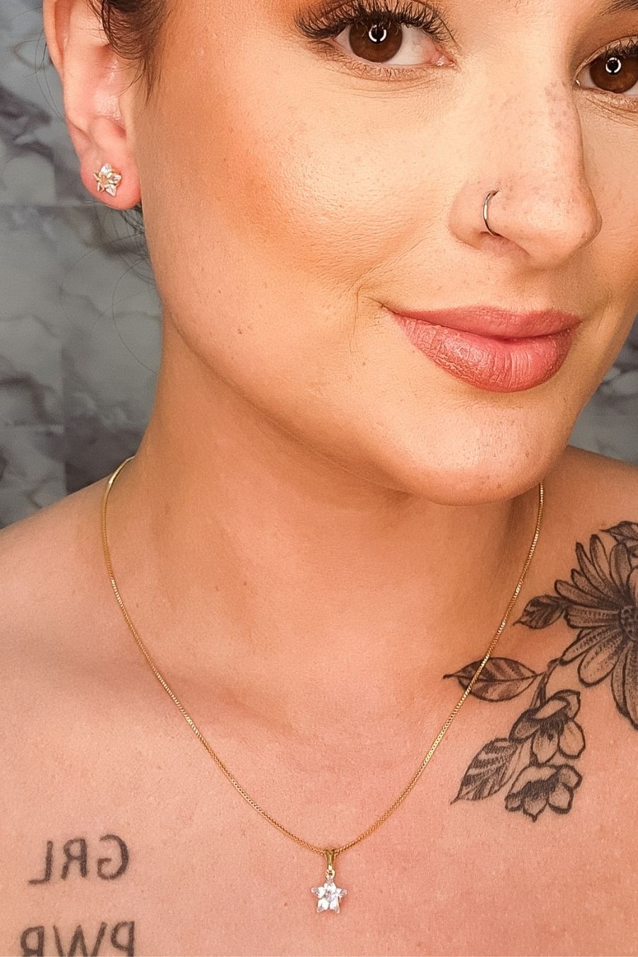 Conjunto Estrelas com Zircônia Banhado em Ouro 18k (CJ0029)