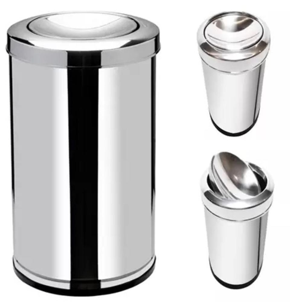 Lixeira Inox Basculante 20L - Para Cozinha e Banheiro (7772)