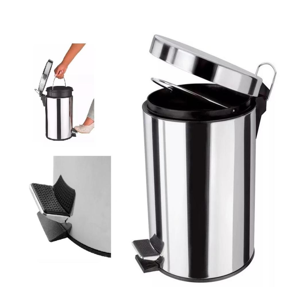 Lixeira Inox Pedal 5L Redonda para Casa e Banheiro (7768)