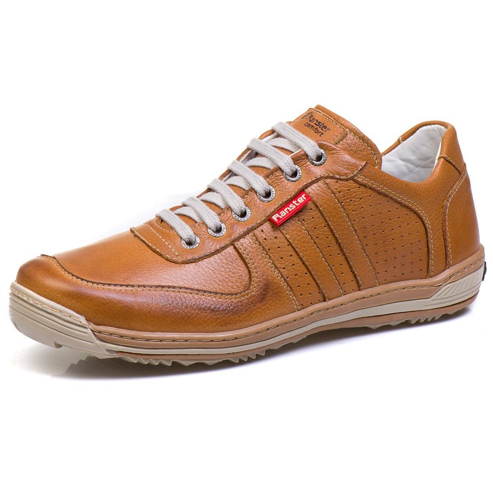 Sapatênis Casual Conforto Couro Marrom Claro (RT3002FLOCAS)