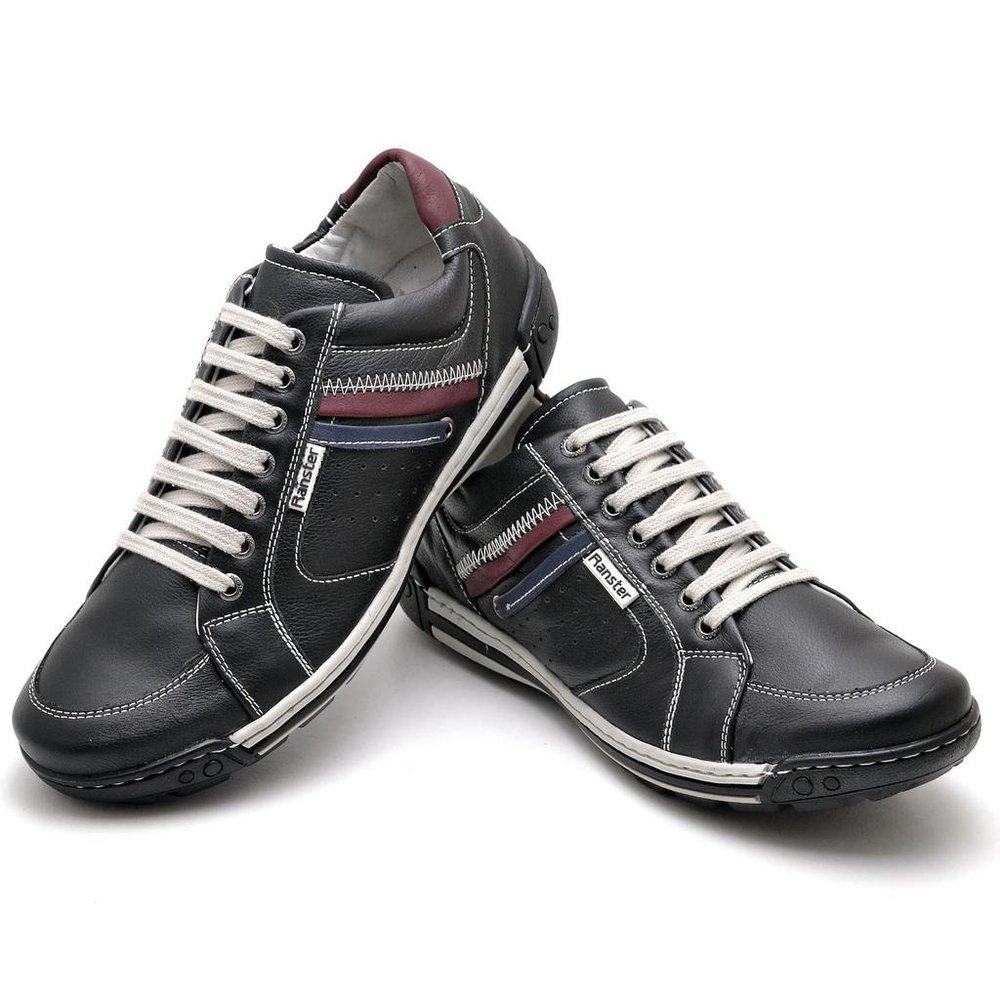 Sapatênis Casual Conforto Couro Preto (RT3007FLOPTO)