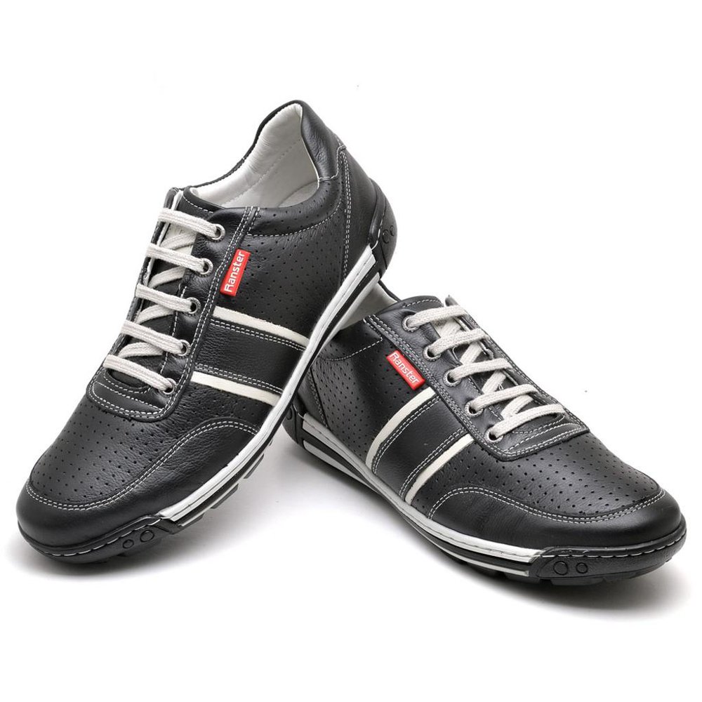 Sapatênis Casual Conforto Couro Preto (RT3004FLOPTO)