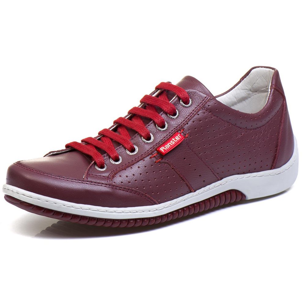 Sapatênis Casual Conforto Couro Vermelho (RT3016NBKBDO)