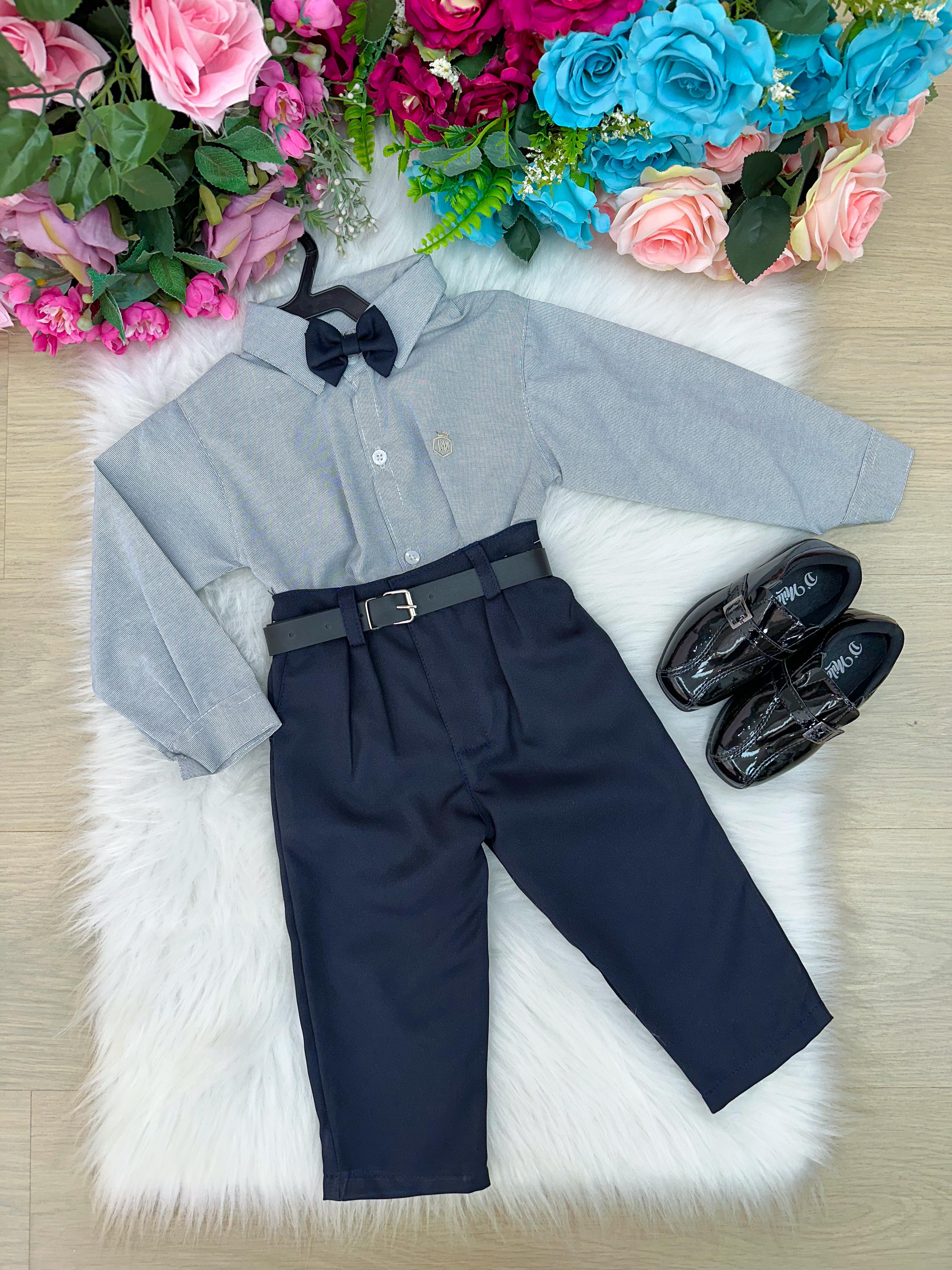 Conjunto Masculino Miss Cherry Social Mescla Cinza Linho Com Calça Preto Henrique (CNJTMSMSCHSCLMCCZLNPTH)