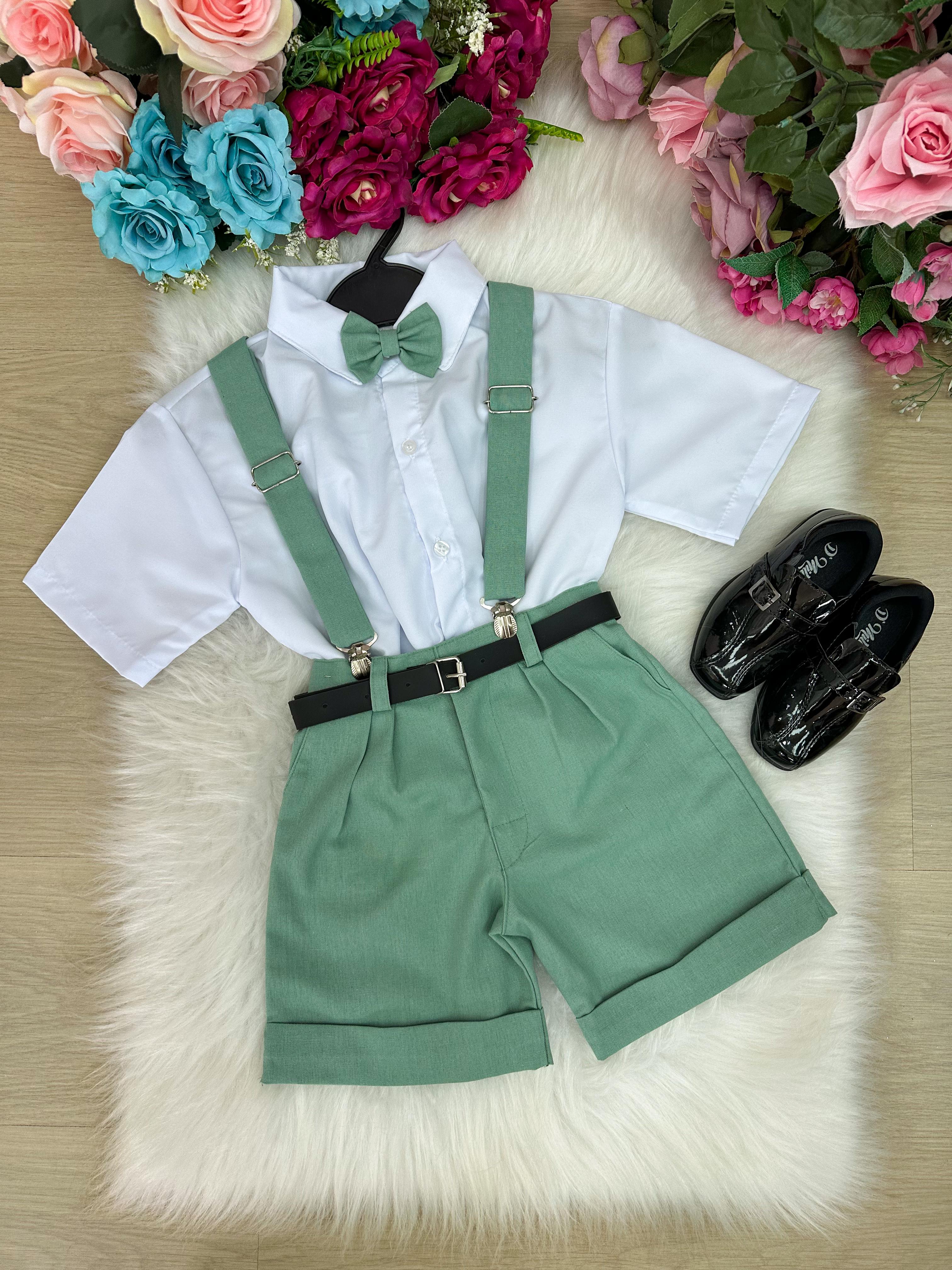 Conjunto Miss Cherry Gustavo Suspensorio Shorts Verde (CNJTMSRRYGSVOSHTVRDE)