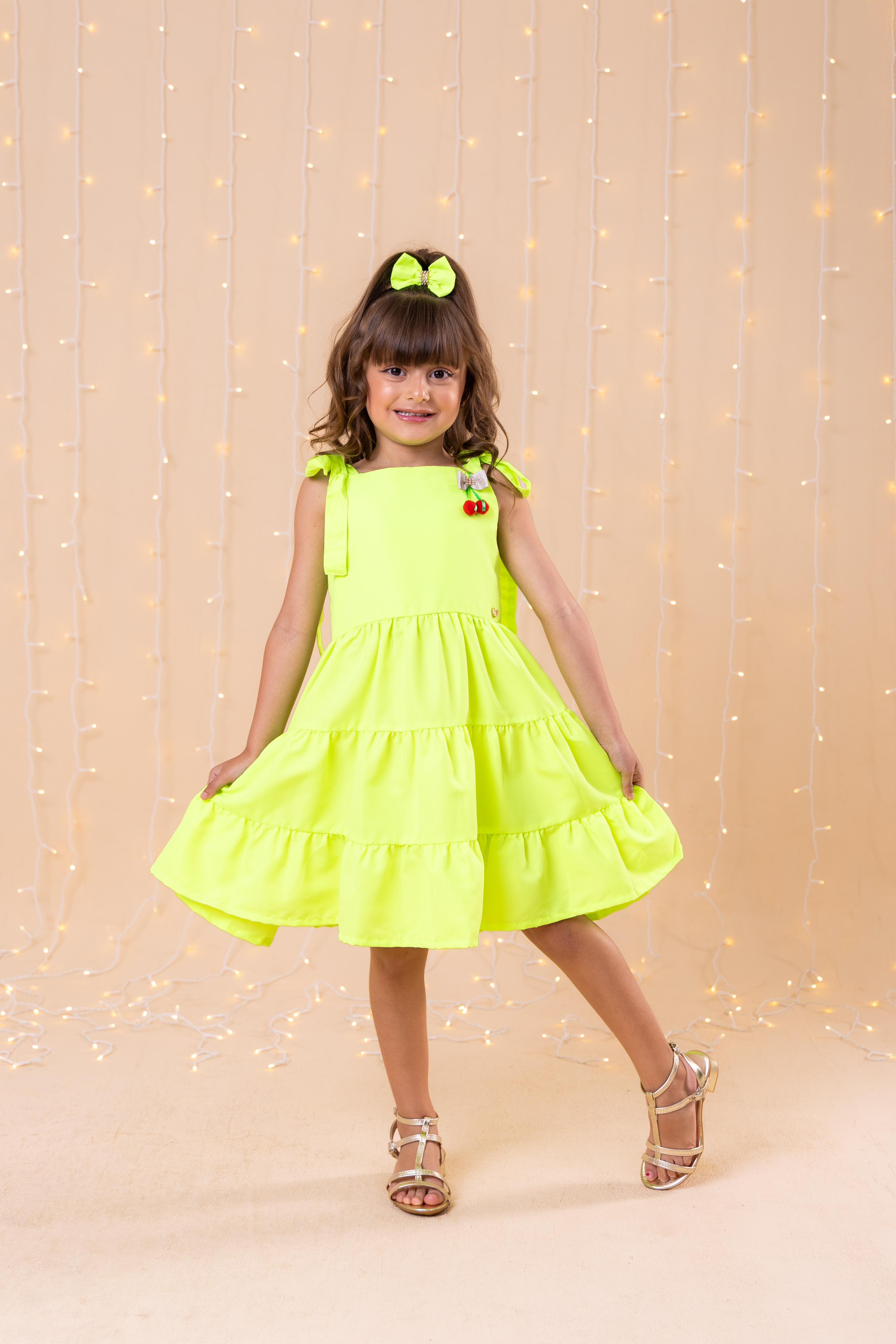 Vestido Blogueirinha Verde Neon Cerejinha (VESTBLGVRDNENCRJN)
