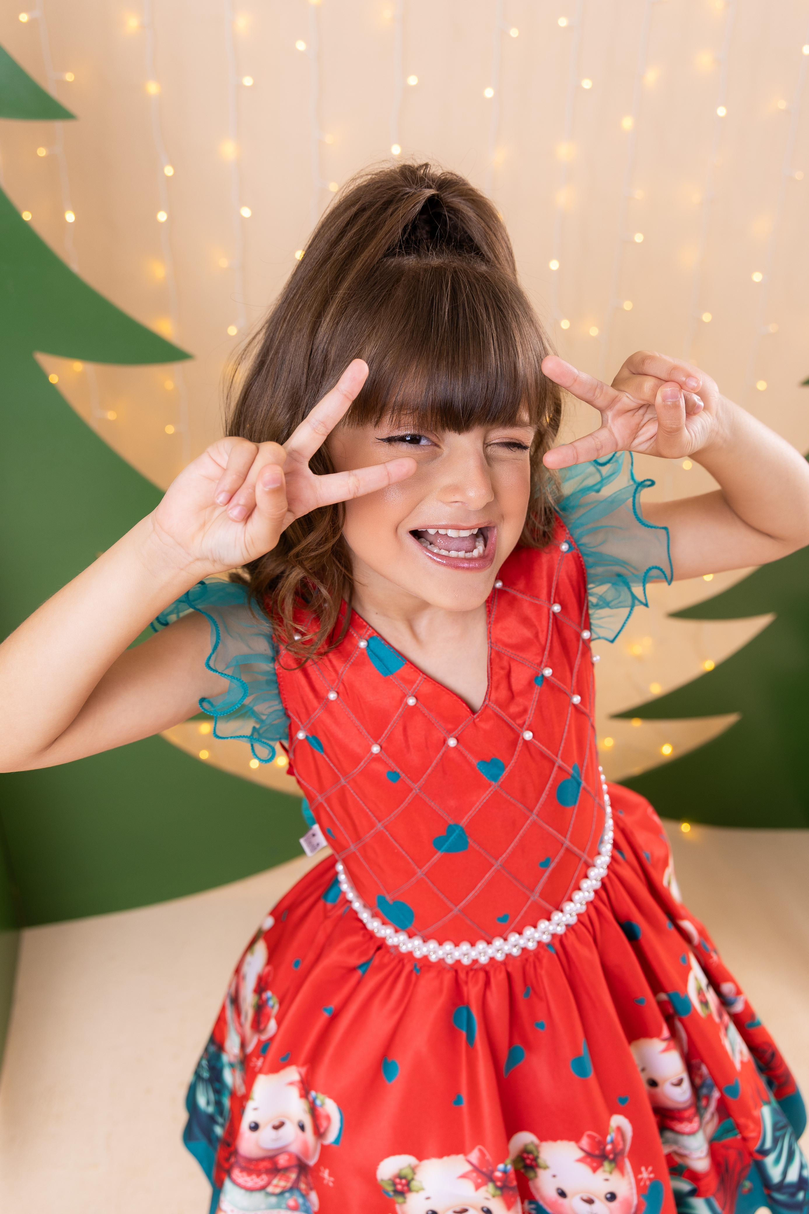 Vestido Marie Betina Ursinhos Vermelho - Natal (VESTMRURSBTIVLHO)