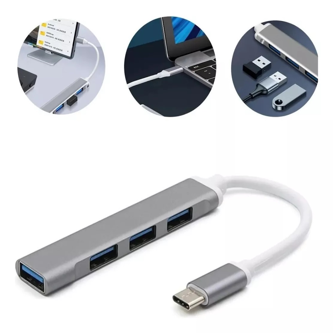 Extensor Mini Adaptador Tipo-C para 4 Entradas USB (2329)