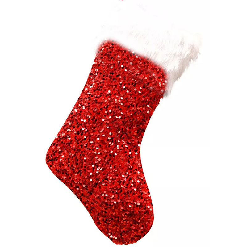 Decoração Enfeite 2 em 1 Natalina Saco de Presente Meias de Natal Pendurar Árvores de Natal Lantejoulas Punho Pelúcia (11299)