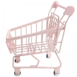 MUNDO THATA Mini Carrinho de Compra Supermercado Brinquedo Decoração Miniatura de Metal Porta Trecos - Rosa (11281_3067)