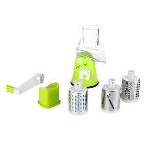 Ralador Fatiador Multiuso Legumes Alimentos Manual Travas 3 Lâminas Aço Inox (s7139)