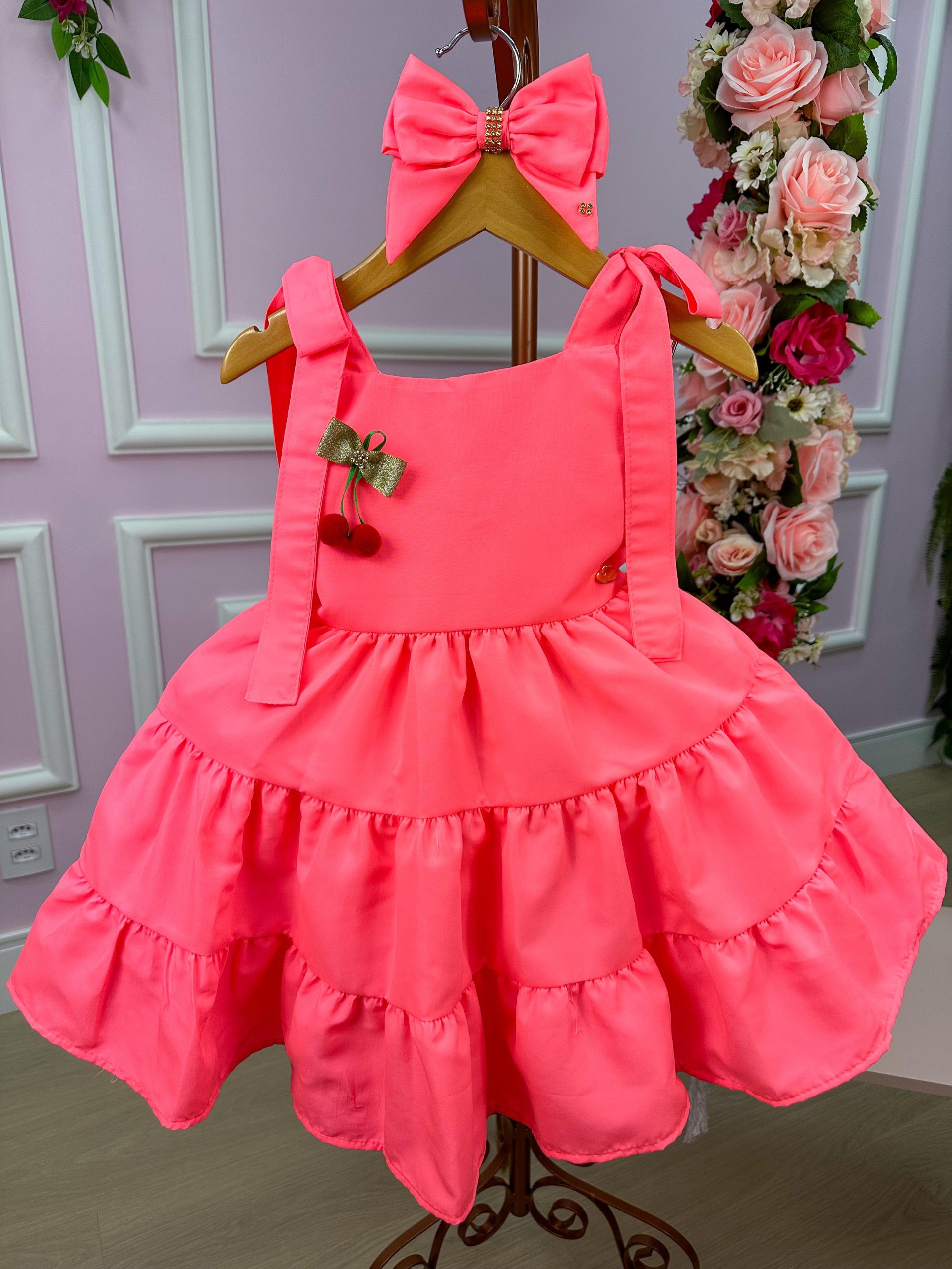 Vestido Blogueirinha Rosa Neon Cerejinha (VESTBLGNRSNONCRJN)