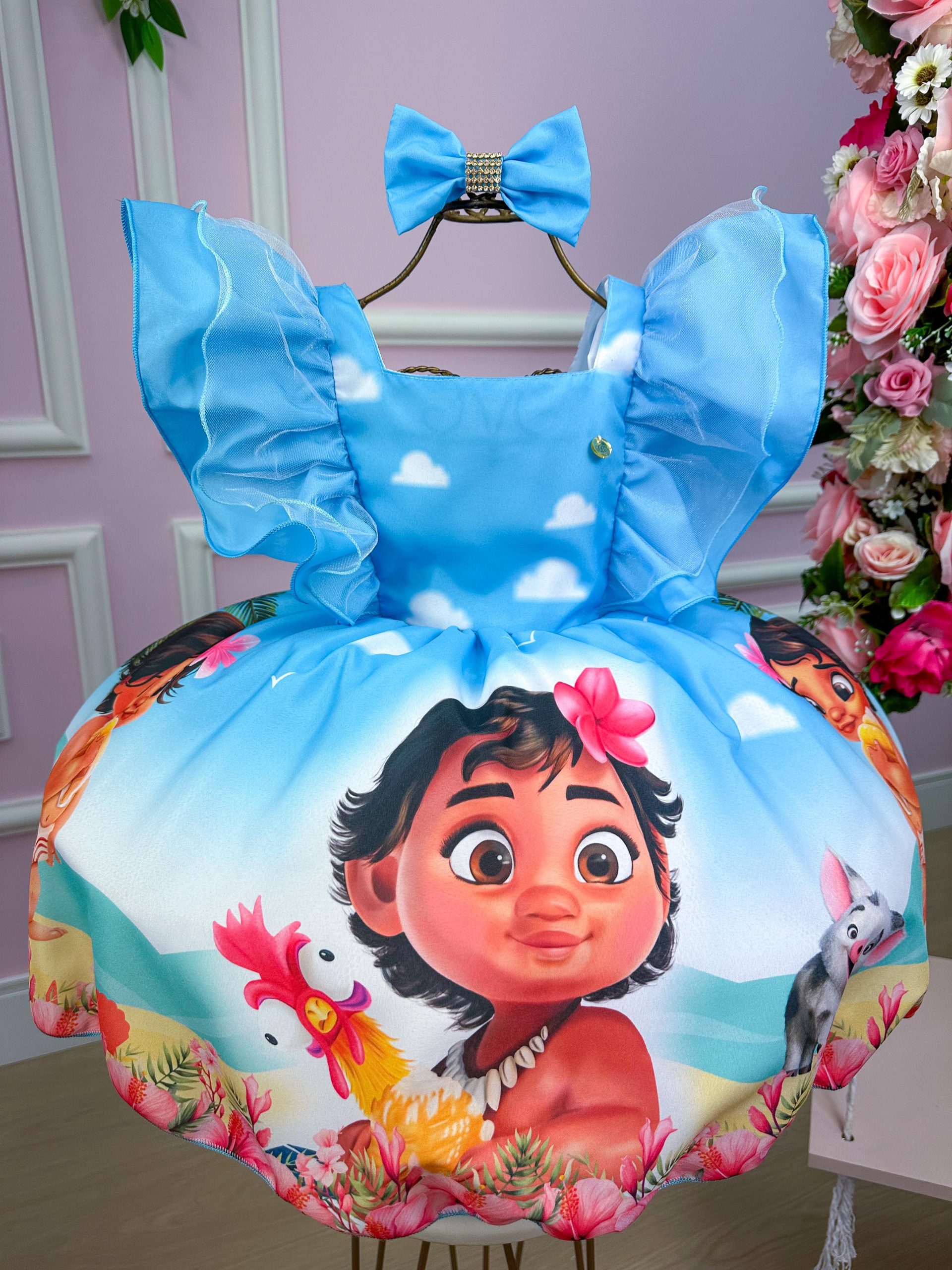 Vestido Infantil Temáticos Kids Moana Baby Azul (VESTMONBAYAZL)
