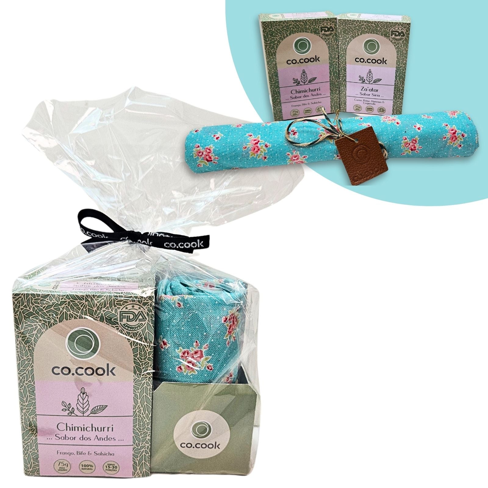 CoCook Kit Trio Presente Tempero Carne Chimichurri Za'atar com Jogos Americanos (CoKit2TFrPxJG2)
