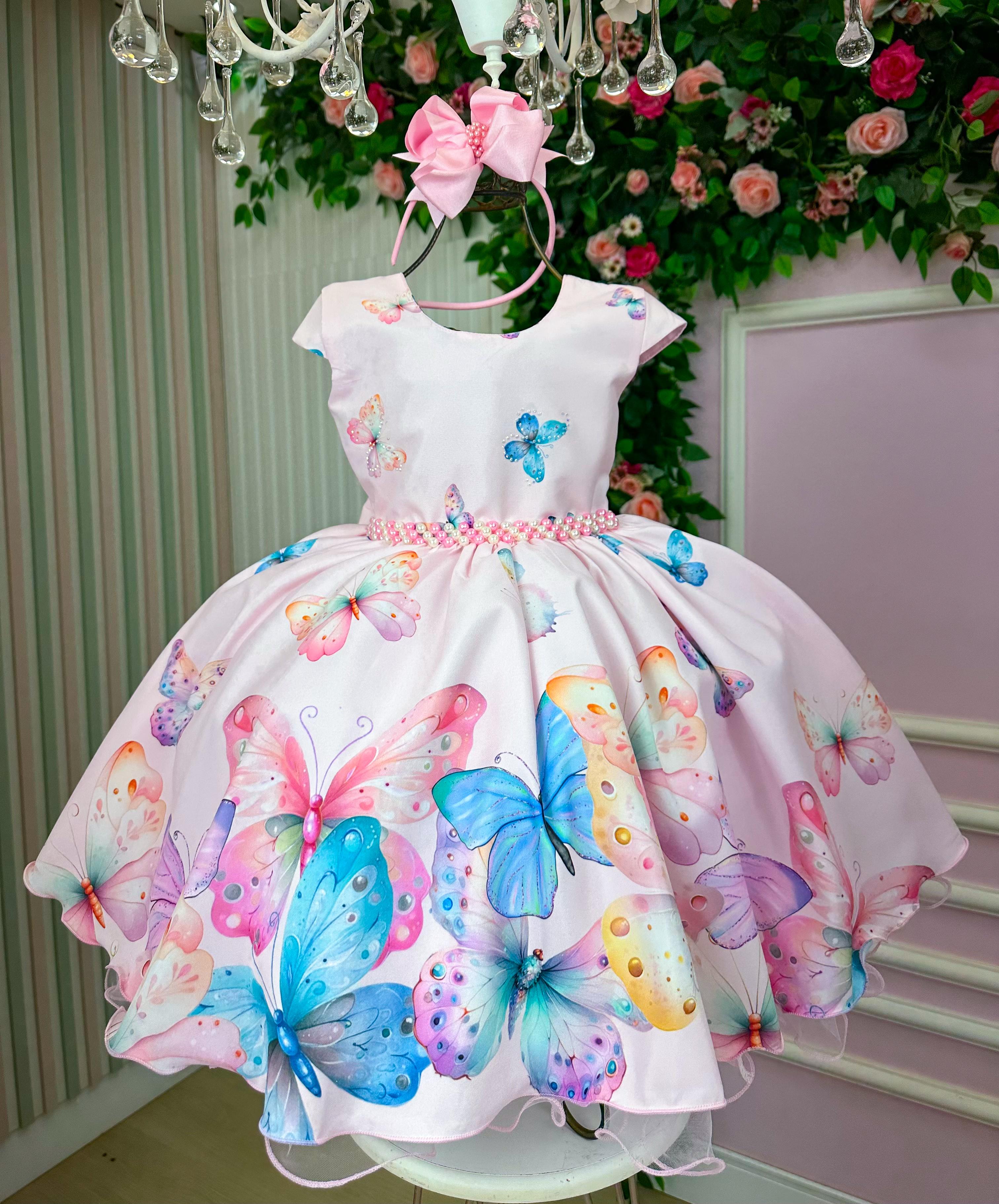 Vestido Giovanella/Giovanela Jardim das Borboletas Rosa Patricia (VESTGIOJRDMBRTRSPRTC)
