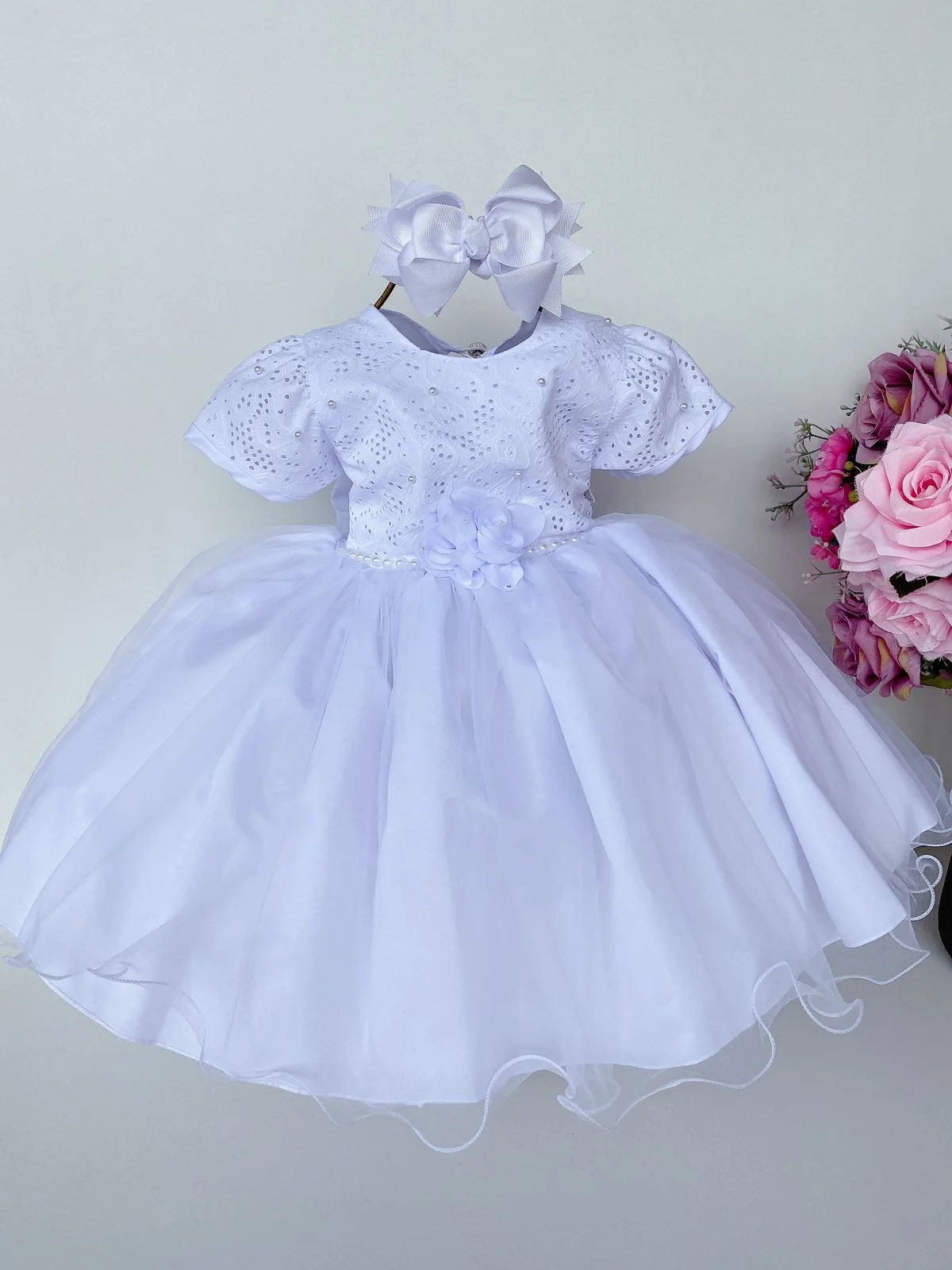 Vestido Marie Bebe Branco Flor (VESTMRIEBBBRNC)