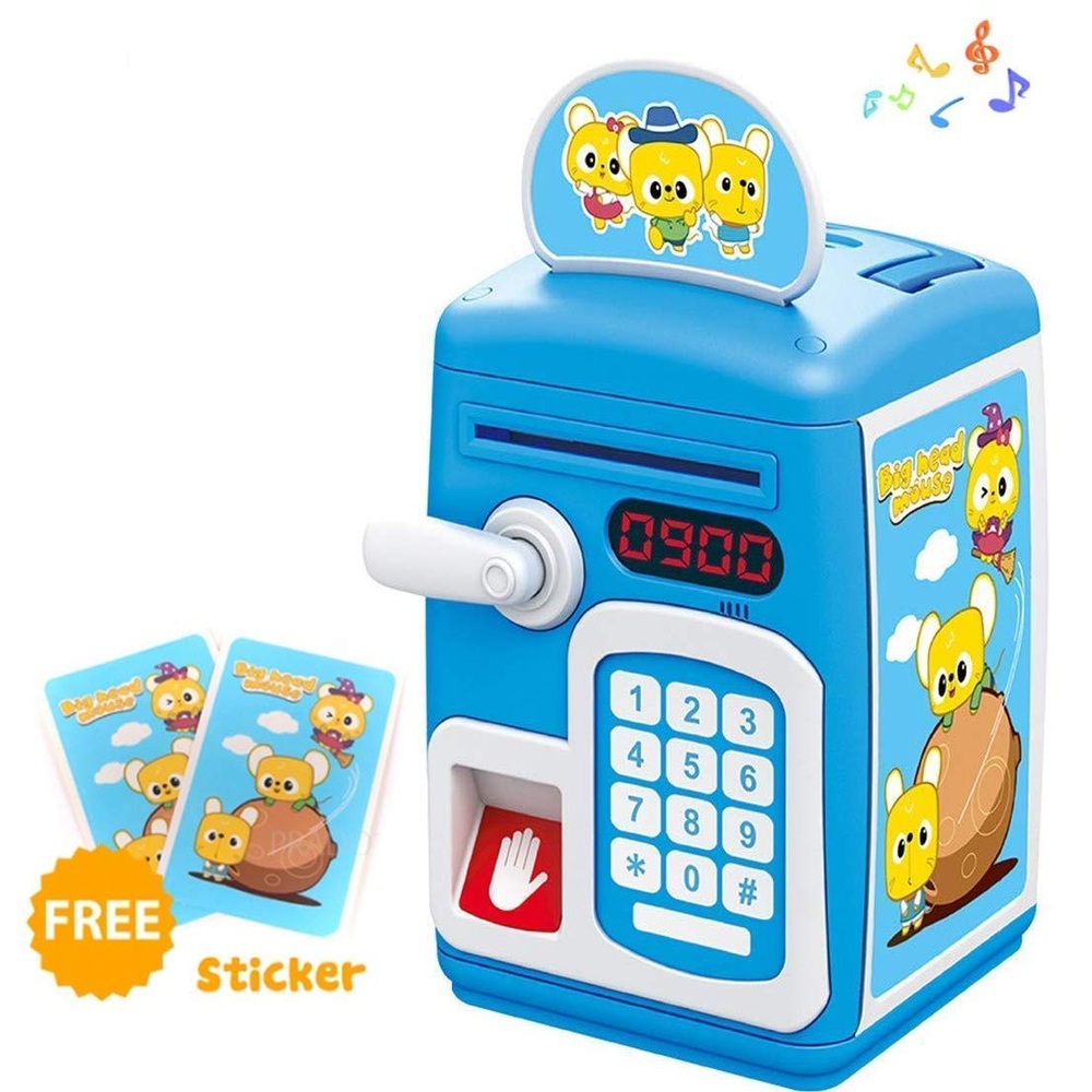 COFRE DIGITAL SENHA ELETRONICO AUTOMATICO IMPRESSAO DIGITAL COFRINHO COMPLETO INFANTIL BIOMETRIA TECLADO MOEDAS NOTA (1944)