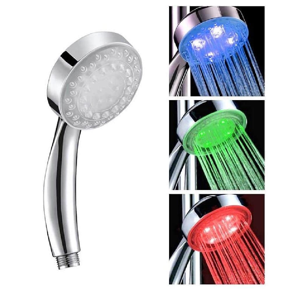 DUCHA CHUVEIRO LED CROMOTERAPIA SENSOR DE TEMPERATURAMULTI CORES RGB PARA BANHEIRO BANHO RELAXANTE (2159)