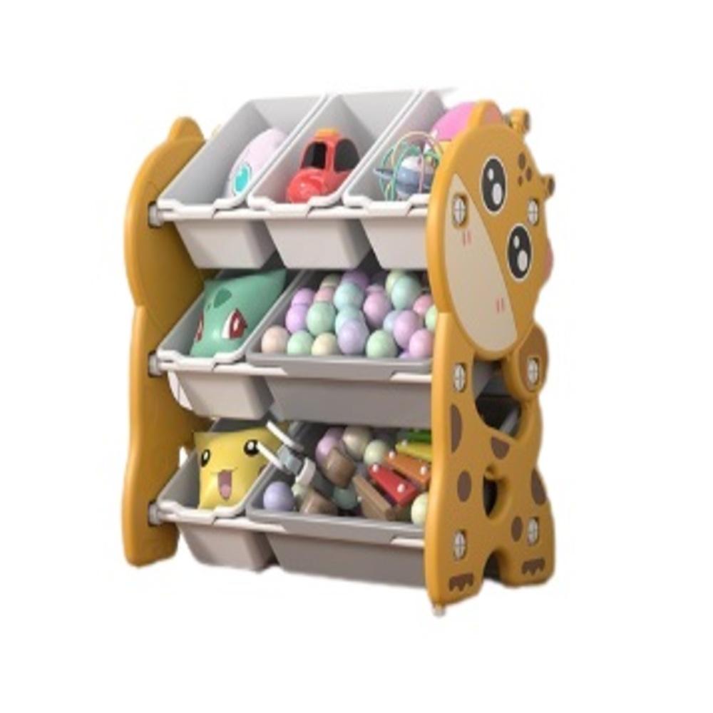 ESTANTE CAIXA ORGANIZADOR INFANTIL BAU DE BRINQUEDOS 3 PRATELEIRAS PORTA TRECO MULTIUSO GIRAFA DECORATIVO (6719)