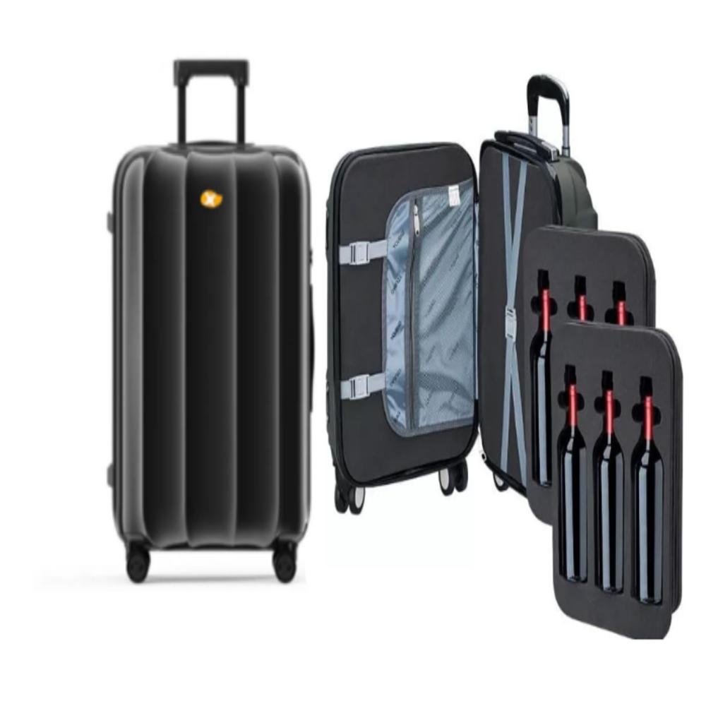 KIT MALA VIAGEM TRANSPORTE DE VINHO COLMEIA 6 GARRAFAS ESPUMA DE BORDO ANAC WINEBAG PROTETOR PROFISSIONAL (7948)