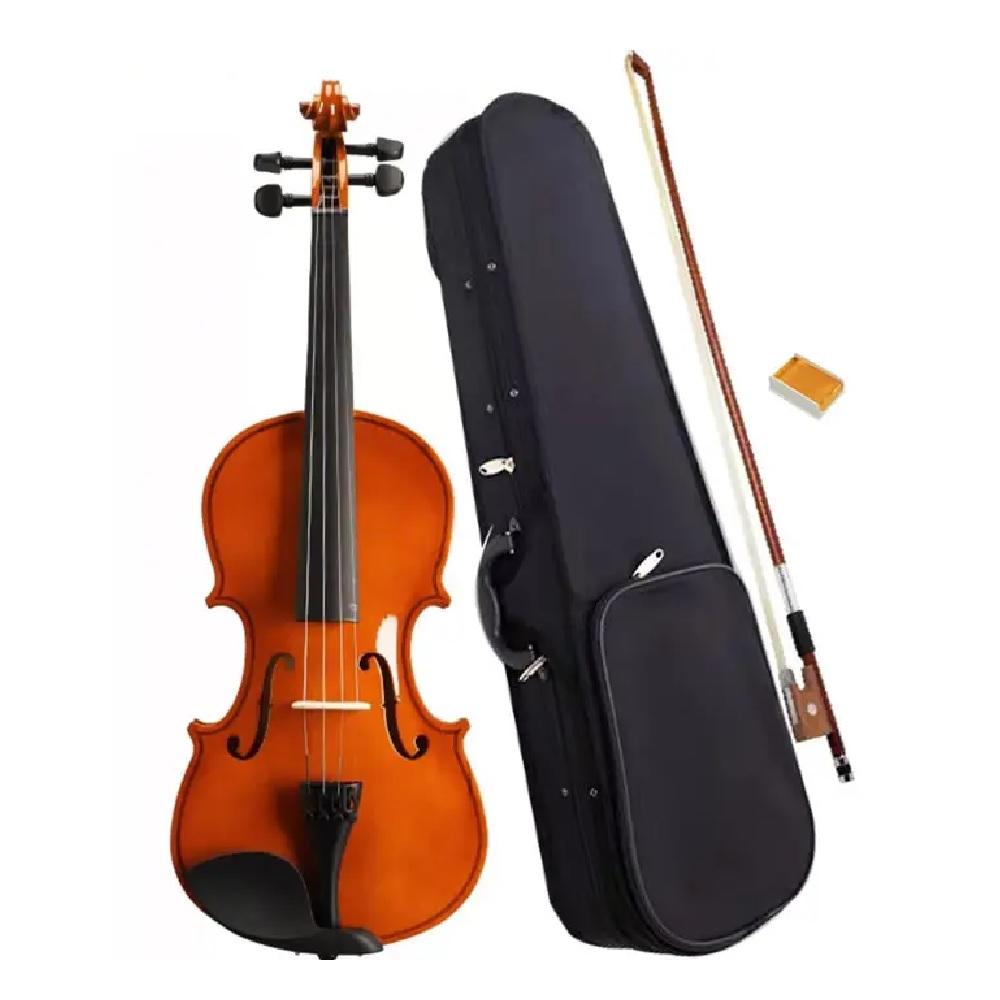 KIT VIOLINO ACUSTICO 4/4 COMPLETO MALETA LUXO ARCO MADEIRA COM BREU CAVALETE VIOLINISTA INICIANTE ESTOJO MOCHILA (6811)