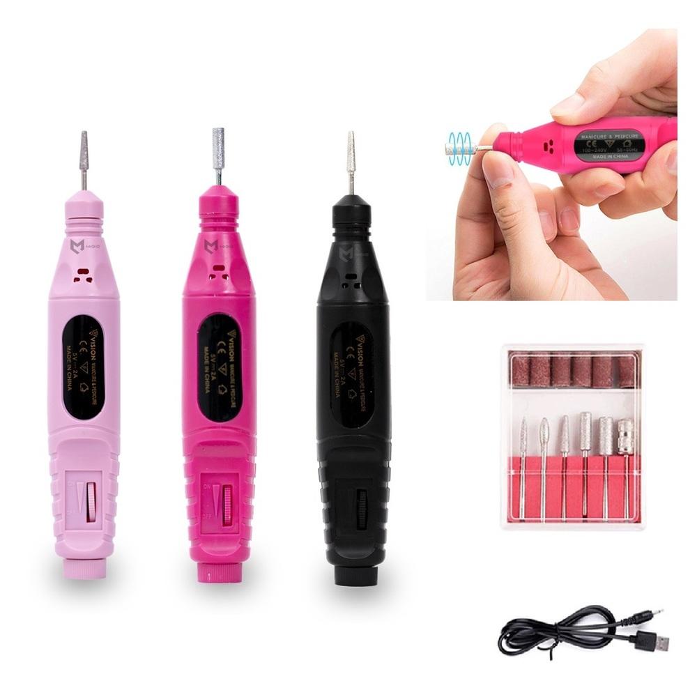 LIXADEIRA DE UNHA ELETRICA COM 12 ACESSORIOS PROFISSIONAL LIXA AUTOMATICA MANICURE PEDICURE LIXADOR KIT GEL NAIL DESIGN (5557)
