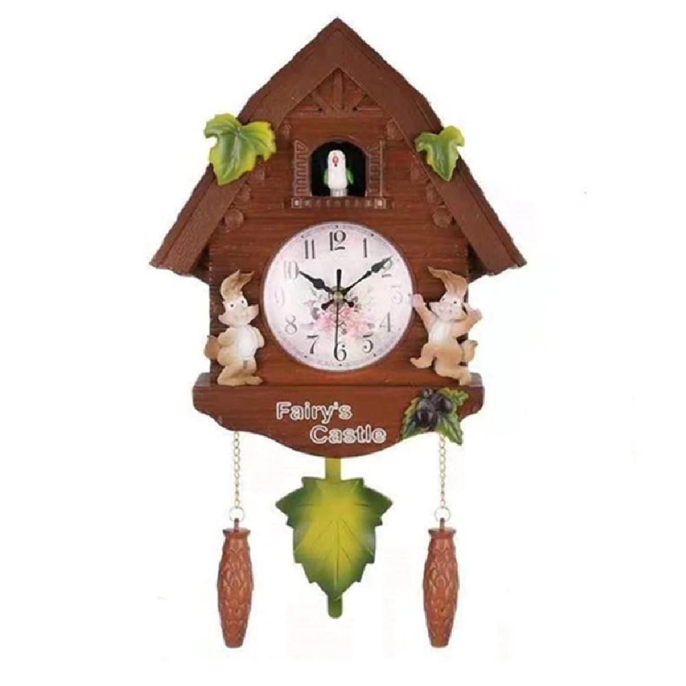 RELOGIO CUCO MUSICAL PENDULO VINTAGE ESTILO MADEIRA PAREDE PASSARO DECORATIVO QUARTZO CLASSICO RETRO (6743)