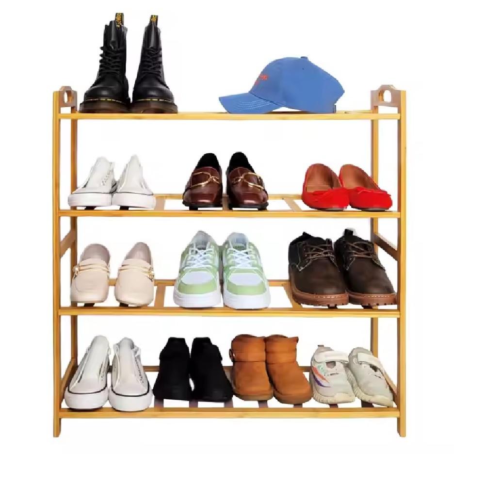 SAPATEIRA DE BAMBU 24 SAPATOS COM 4 PRATELEIRAS 12 PARES ORGANIZADOR DE CASA E SAPATOS ECOLOGICO EM MADEIRA DESMONTAVEL (610)