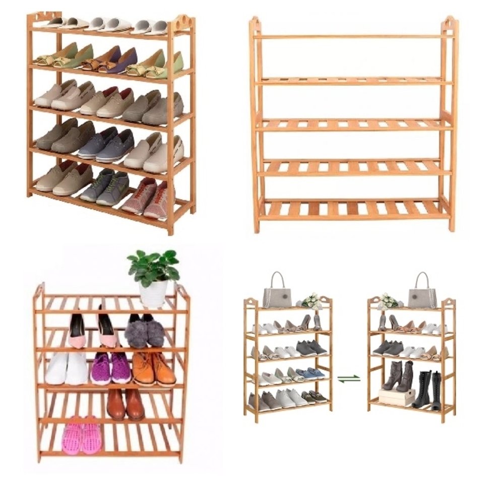 SAPATEIRA EM BAMBU ORGANIZADOR ESTANTE COM 5 PRATELEIRAS 15 PARES DE SAPATOS ORGANIZADOR DE CASA ECOLOGICO EM MADEIRA DE (630)
