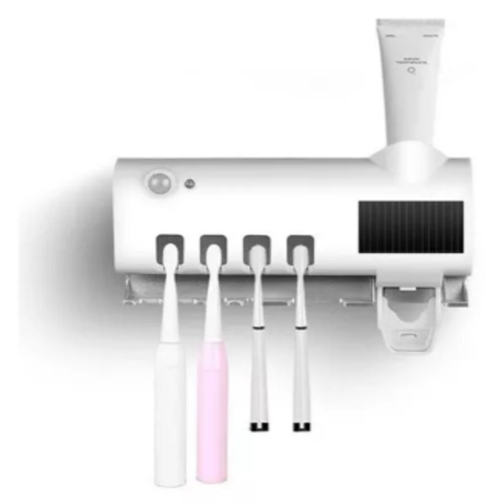 SUPORTE ESCOVA DE DENTE COM ESTEREALIZADOR DISPENSER AUTOMATICO PASTA HIGIENIZADOR UV (2287)