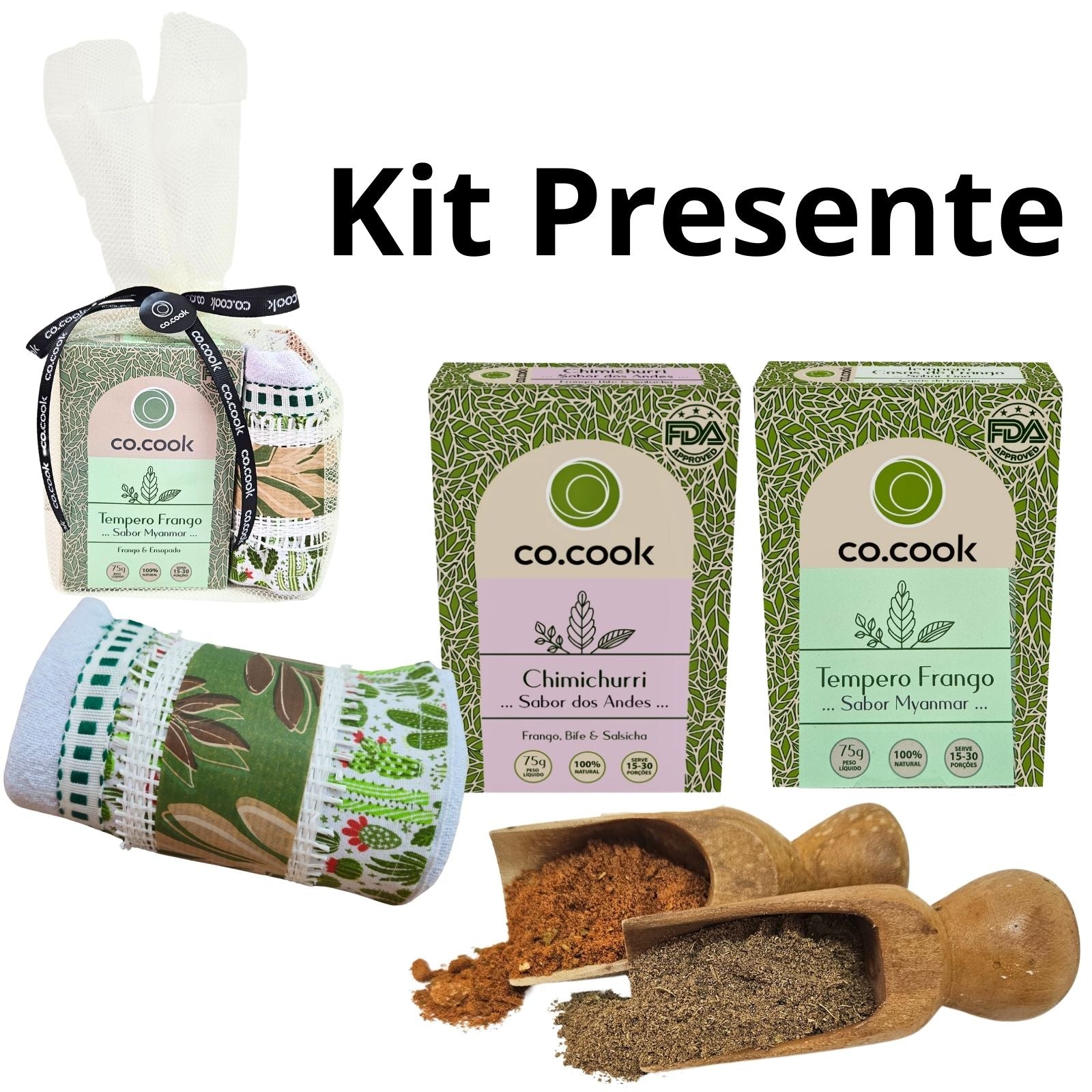 CoCook Kit Trio Presente Tempero Frango Chimichurri Pano de Prato (CoKit7TFrPxPA)