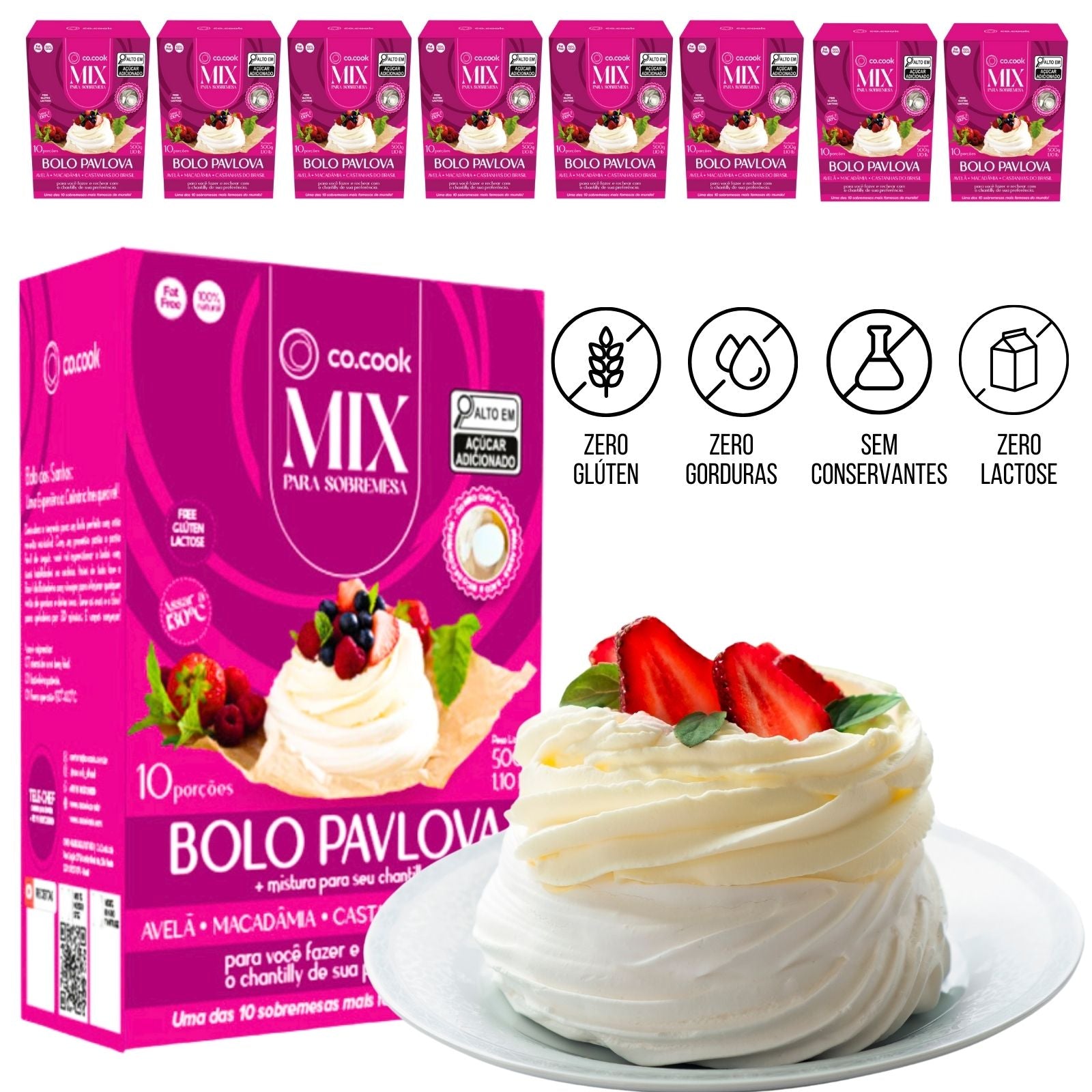 CoCook - Caixa com 8 Sobremesa Mix Preparados Bolo Pavlova Avelã (COCX8PAVAVE)