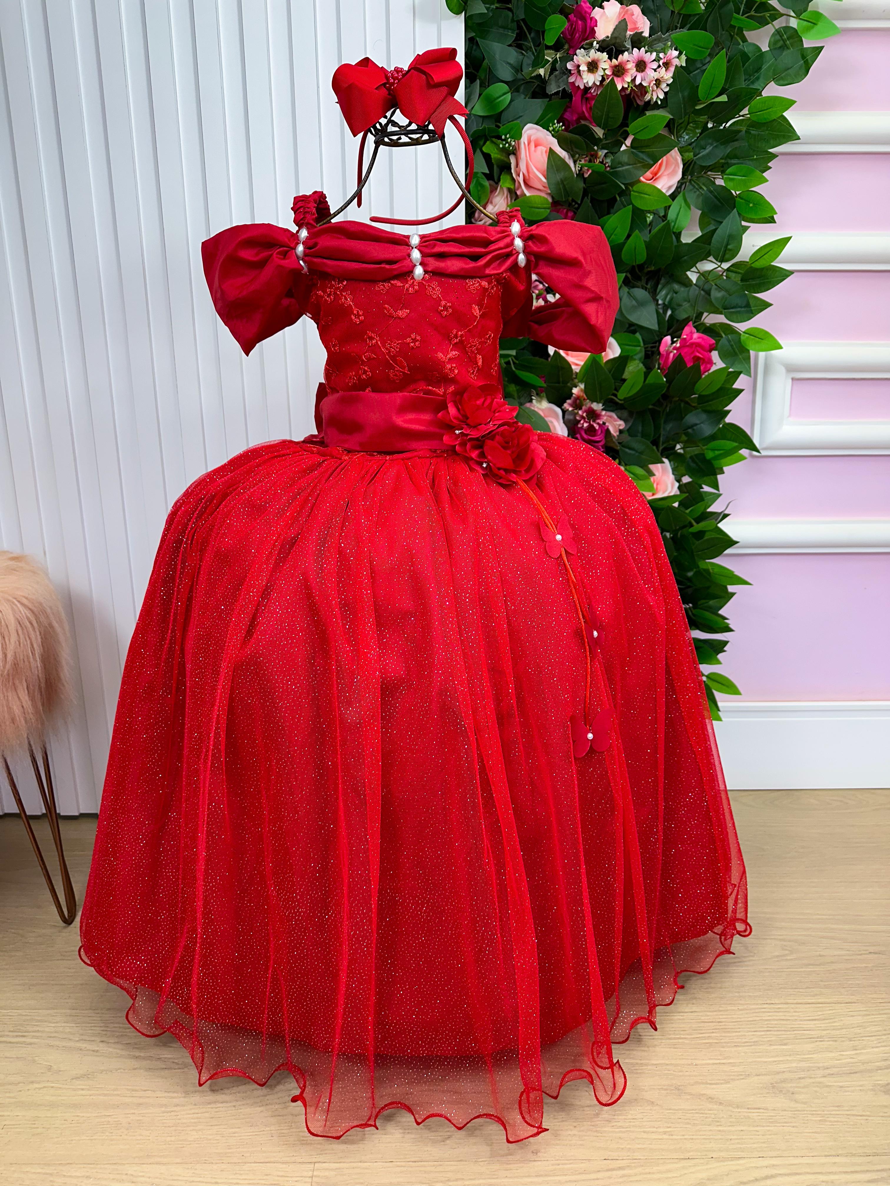 Vestido Marie Longo Manga Princesa Vermelho (VESMALOMANPRIVER)