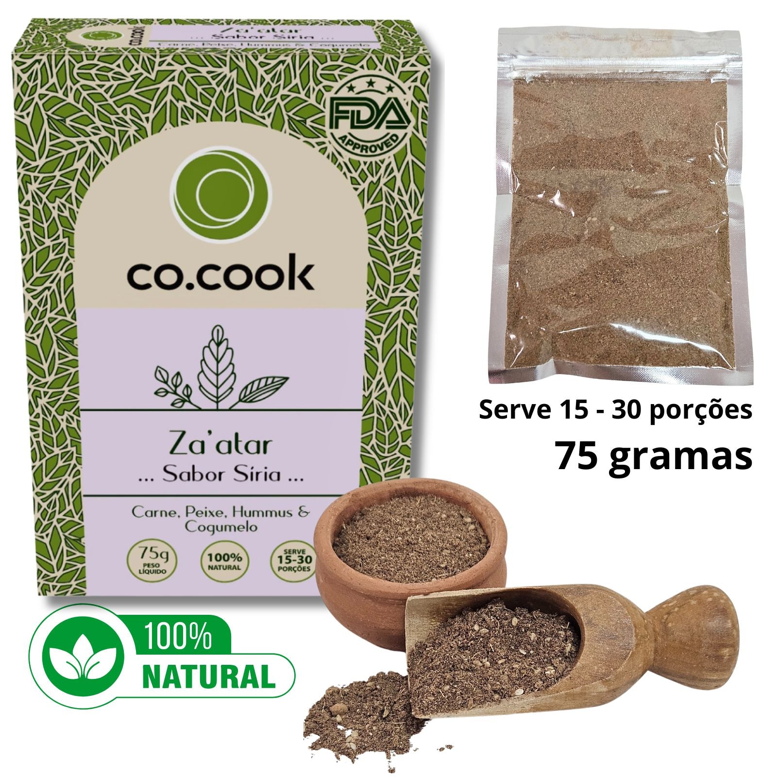 CoCook - Masala Especiaria 100% Natural Tempero Zaátar Sabor Síria 75g (COZAAT75)