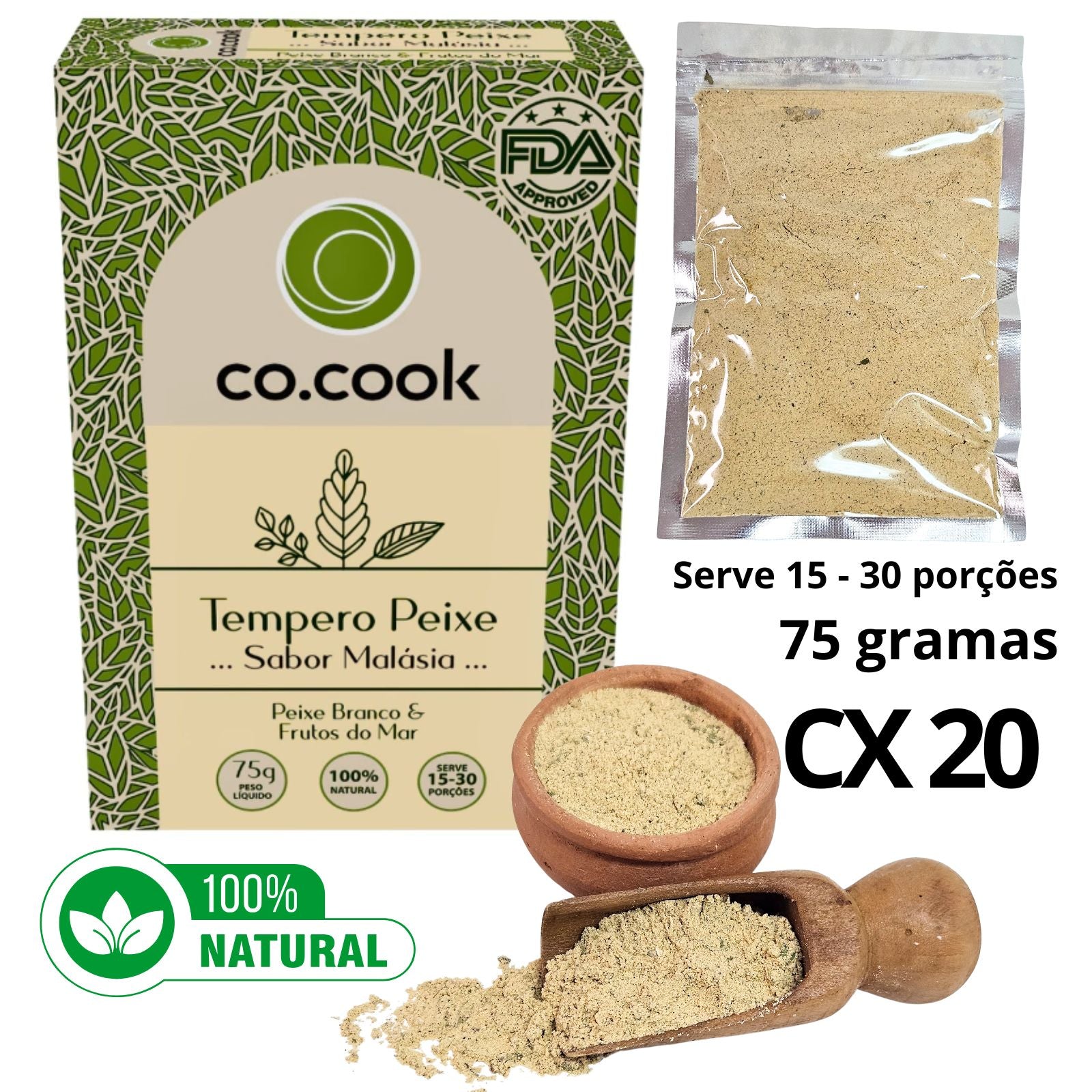 CoCook CX 20 Tempero 100% Natural Peixe Sabor Malásia 75g (COCX20PEIMAL75)