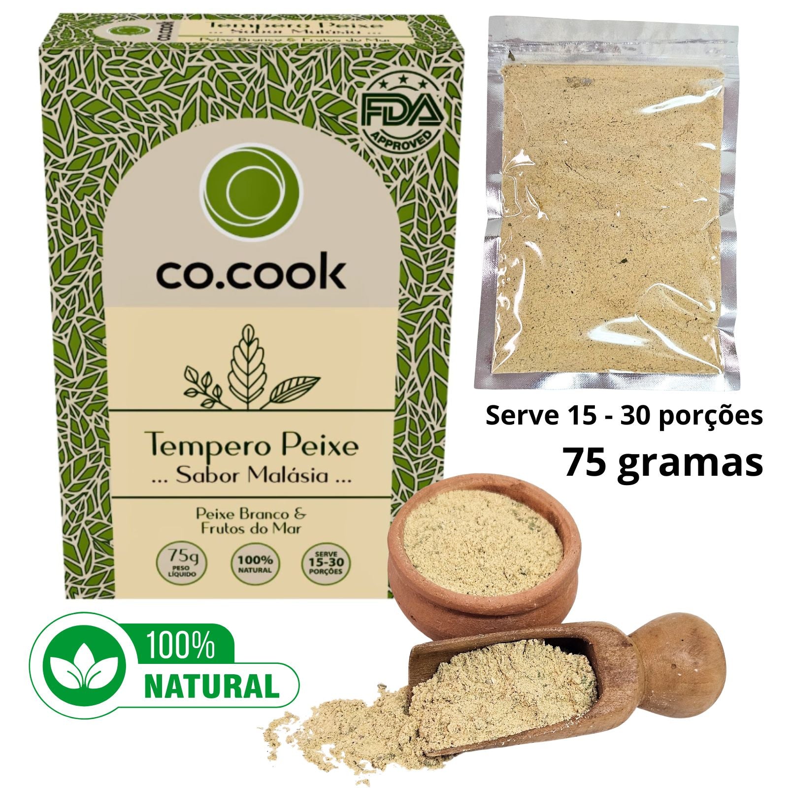 CoCook Tempero Funcional 100% Natural Peixe Sabor Malásia 75g (COPEIMAL75)