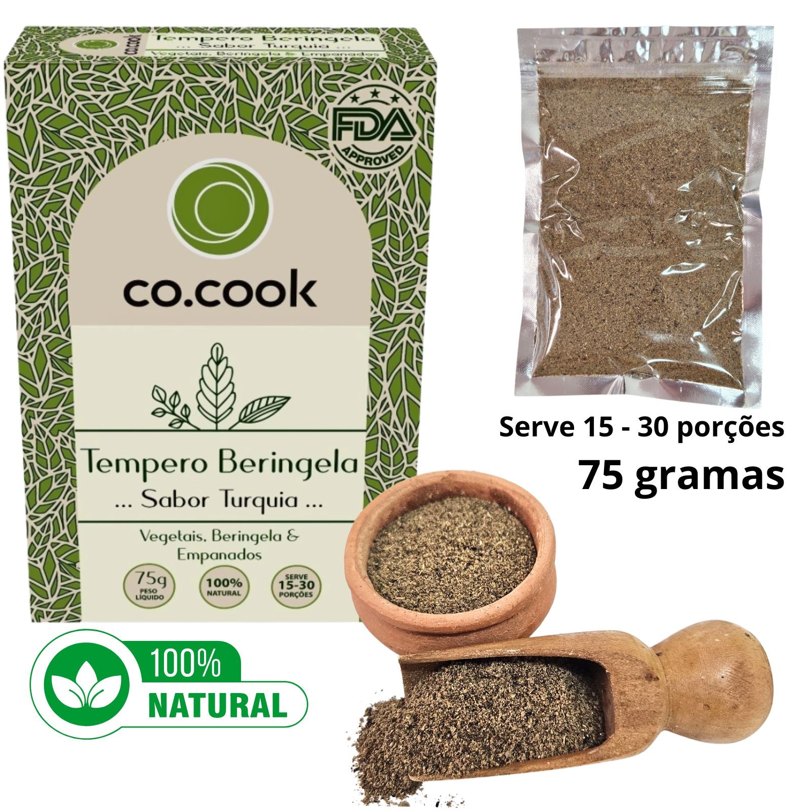 Tempero Arabe Funcional 100% Natural  CoCook Beringela Sabor Turquia 75g (COBERJ75)