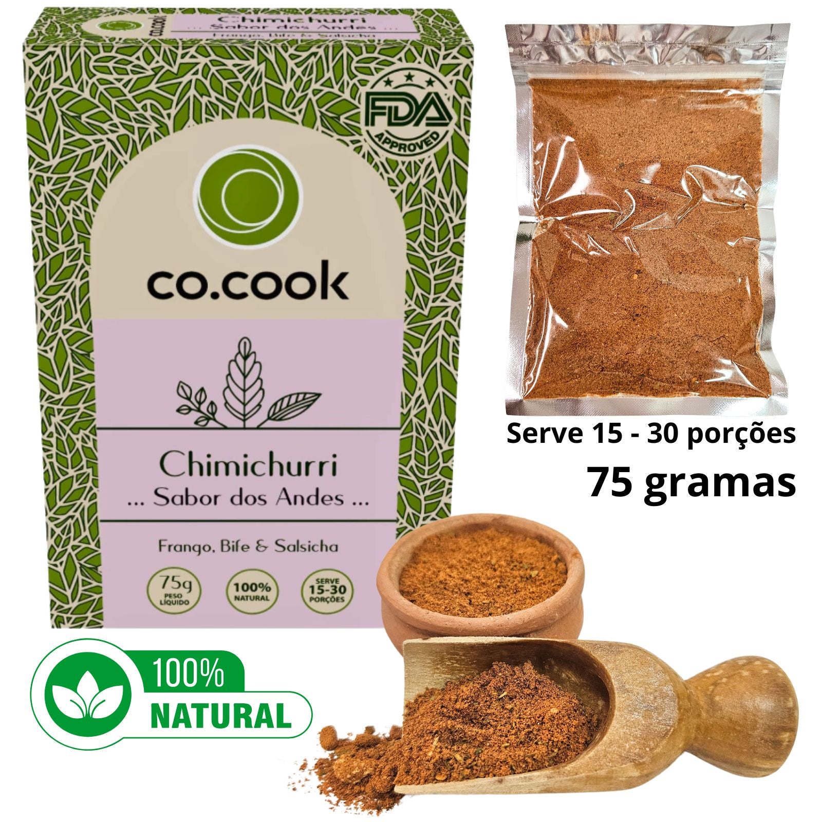 Tempero Funcional 100% Natural CoCook Chimichurri Sabor Andes 75g (COCOOKCHIMI75)