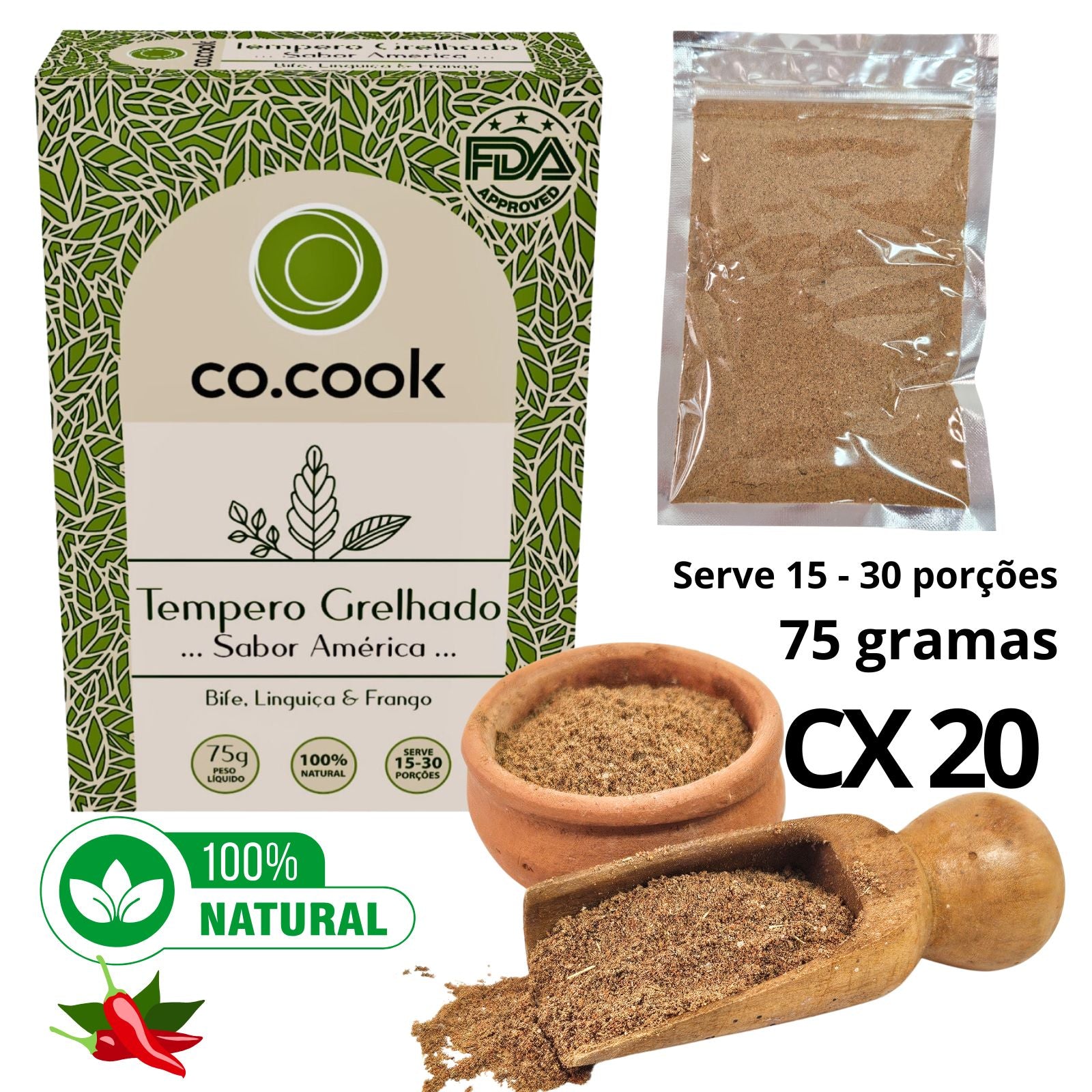 CoCook CX 20 Tempero Funcional 100% Natural Grelhado Sabor America 75g (COCX10GRE75)